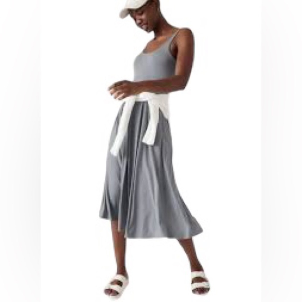 Athleta Santorini Midi Heather Gray Soft Knit Dress XS Summer Stretch Casual